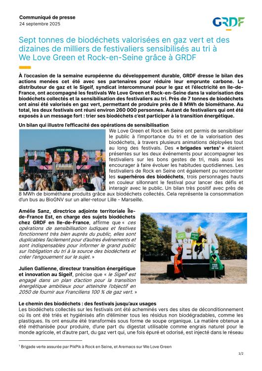 COMMUNIQUÉ DE PRESSE 24 SEPTEMBRE 2025 